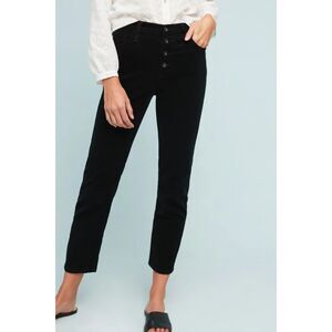 AG ADRIANO GOLDSCHMIED Isabelle Black Button Fly Straight Crop Mini Cord Size 25